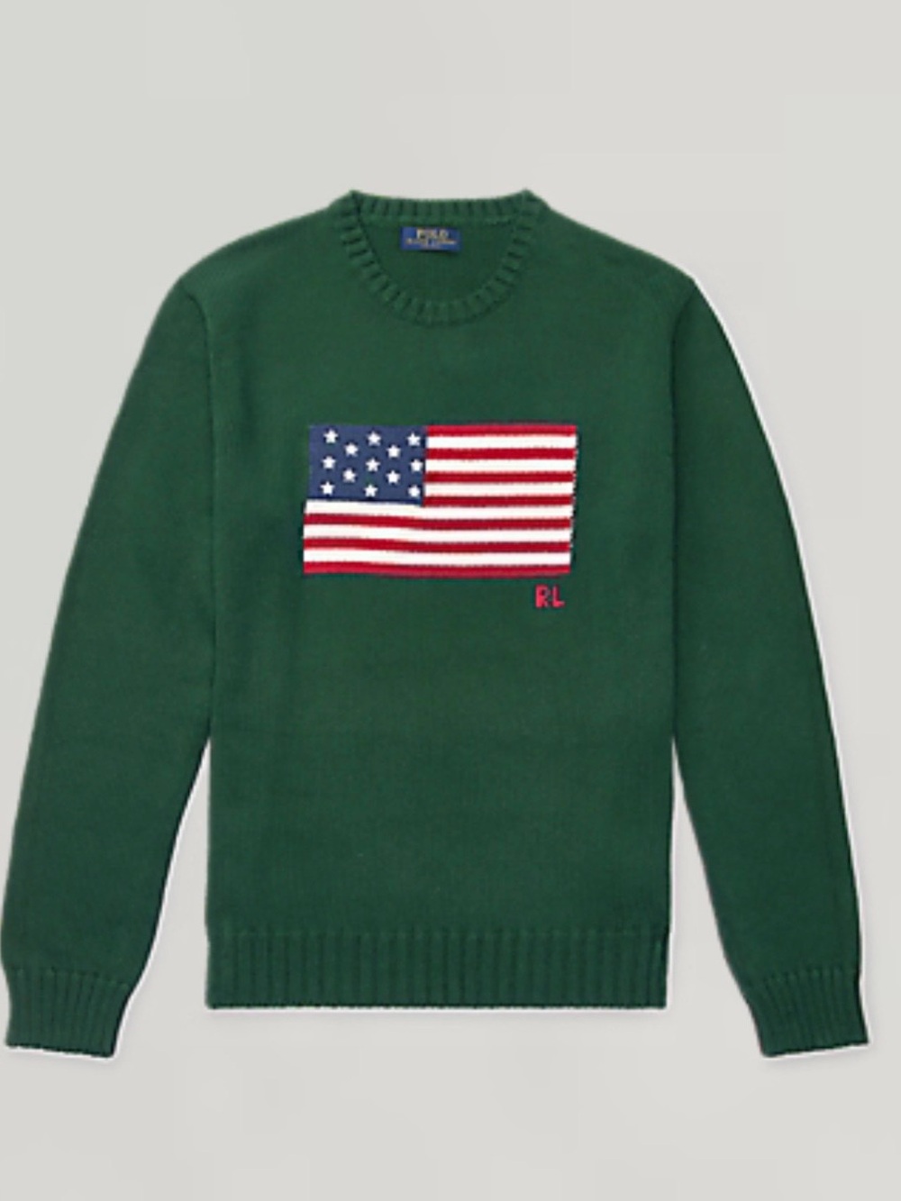 New Polo Ralph Lauren Men's Iconic USA Flag  13 stars Sweater Sz XXL Green